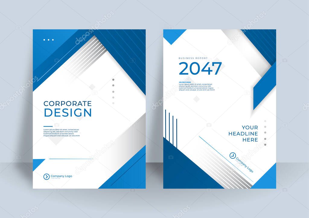 Modern blue cover design template. Graphic design layout with abstract graphic elements and space for photo background. Also for business card, magazine, poster, business presentation, flier, banner