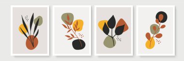 Duvar dekorasyonu, kartpostal ya da broşür kapağı tasarımı için çizilmiş yaratıcı minimalist monolli el seti. El çizimi vektör tasarımı ögeleri