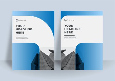 Modern mavi kapak tasarım şablonu. Soyut grafik elemanları ve fotoğraf arkaplanı için alanı olan grafik tasarım düzeni. Ayrıca kartvizit, dergi, poster, iş sunumu, broşür, afiş