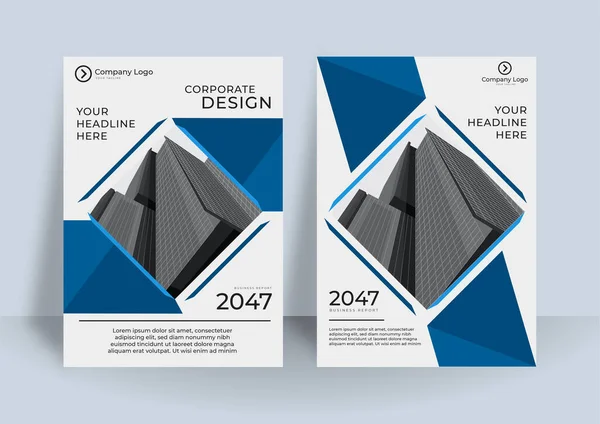 Moderne Blaue Einband Designvorlage Grafikdesign Layout Mit Abstrakten Grafischen Elementen — Stockvektor