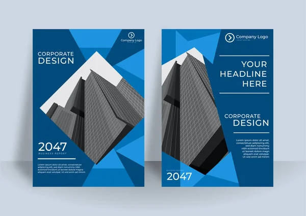 Moderne Blaue Einband Designvorlage Grafikdesign Layout Mit Abstrakten Grafischen Elementen — Stockvektor