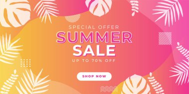 Sıcak Uç Yaz Satışı afişi. Moda dokusu. Sezonluk meslek, hafta sonu, tatil logosu. Yaz Zamanı Duvar Kağıdı. Parlak Günün kutlu olsun. Modern vektör harfleri. Moda biçimlendirme afişi arkaplanı