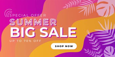 Sıcak Uç Yaz Satışı afişi. Moda dokusu. Sezonluk meslek, hafta sonu, tatil logosu. Yaz Zamanı Duvar Kağıdı. Parlak Günün kutlu olsun. Modern vektör harfleri. Moda biçimlendirme afişi arkaplanı