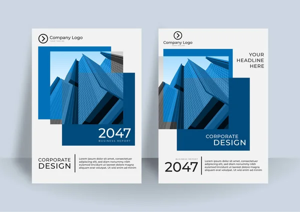 Ensemble Conception Couverture Bleu Moderne Pour Les Entreprises Géométrie Abstraite — Image vectorielle