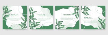 Yaz indirimi afiş şablonu. Tropik palmiye yaprakları desenli yeşillik afişleri. Yaz promosyon dikey kuponu. İndirimli broşür, düğün davetiyesi, tebrik kartı, poster için başvurulabilir. Vektör illüstrasyonu