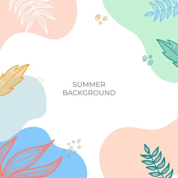 Banner Venda Verão Com Decoração Floral Folhas Abstratas Ilustração Vetorial — Vetor de Stock