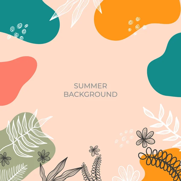 Banner Für Den Sommerschlussverkauf Mit Abstrakten Blumen Und Blätterdekorationen Vektorillustration — Stockvektor