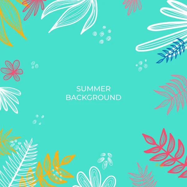 Zomer Verkoop Banner Met Abstracte Bloemen Bladeren Decoratie Vector Illustratie — Stockvector