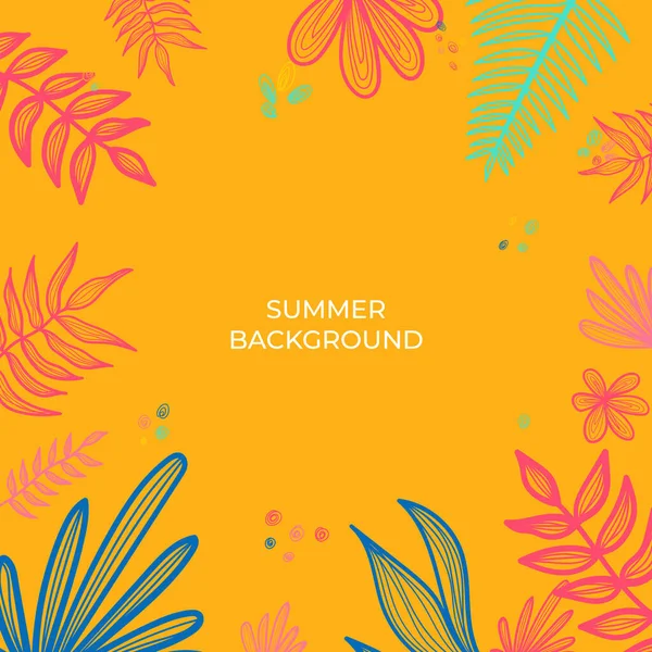 Summer Sale Banner Abstract Floral Leaves Decoration Vector Illustration Poster — Stock vektor