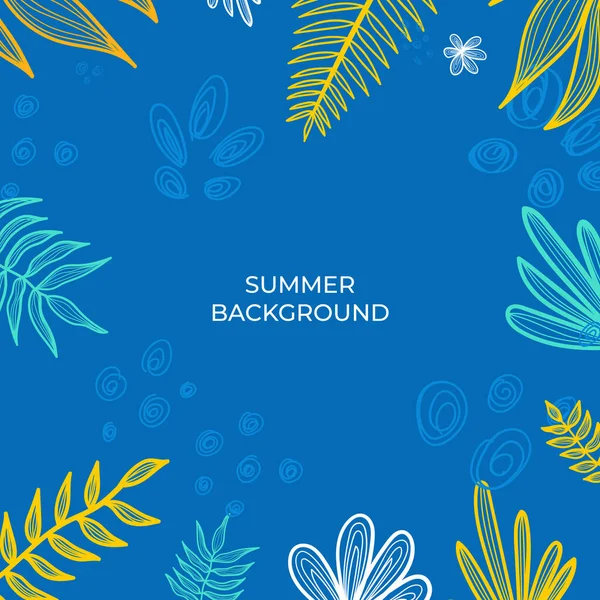 여름에는 추상적 꽃무늬와 깃발을 포스터 비행기 팜플렛 프리젠테이션 디자인 — 스톡 벡터