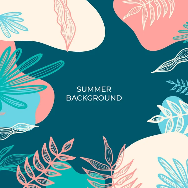 Banner Für Den Sommerschlussverkauf Mit Abstrakten Blumen Und Blätterdekorationen Vektorillustration — Stockvektor