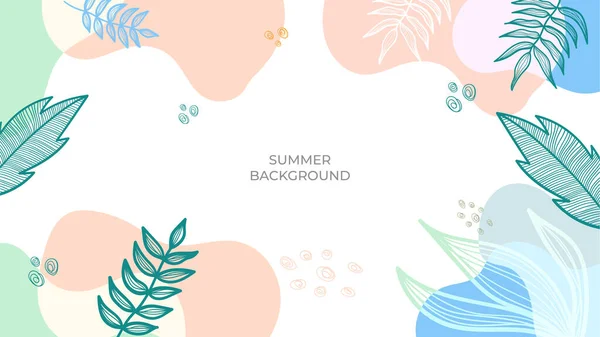 Banner Venta Verano Con Decoración Floral Abstracta Hojas Ilustración Vectorial — Archivo Imágenes Vectoriales