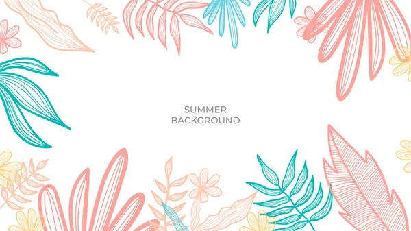 Zomer Verkoop Banner Met Abstracte Bloemen Bladeren Decoratie Vector Illustratie — Stockvector