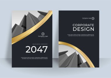 Şehir Arkaplanı İş Kitabı Kapağı Tasarım Şablonu A4 ile Mavi Renk Şeması. Broşür, Yıllık Rapor, Dergi, Poster, Şirket Sunumu, Portföy, Flier, Banner, Web Sitesi 'ne uyarlaması kolay