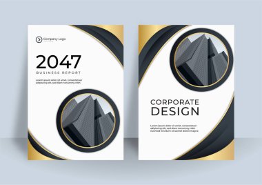 Şehir Arkaplanı İş Kitabı Kapağı Tasarım Şablonu A4 ile Mavi Renk Şeması. Broşür, Yıllık Rapor, Dergi, Poster, Şirket Sunumu, Portföy, Flier, Banner, Web Sitesi 'ne uyarlaması kolay