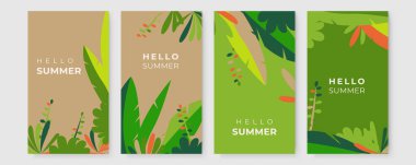 El çizimi yaz instagram gönderileri veya sosyal medya hikayeleri şablon koleksiyonu