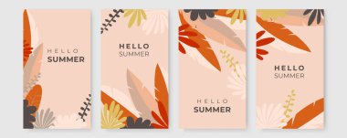 El çizimi yaz instagram gönderileri veya sosyal medya hikayeleri şablon koleksiyonu