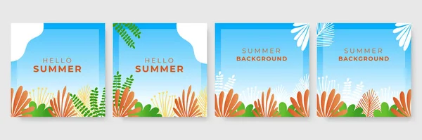 Handgezeichnete Sommer Instagram Posts Oder Social Media Geschichten — Stockvektor