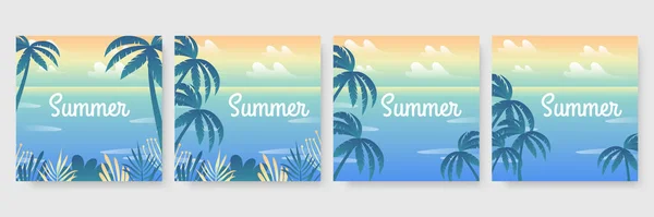 Handgetekende Zomer Instagram Berichten Social Media Verhalen Template Collectie — Stockvector