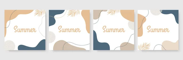 Hand Drawn Summer Instagram Posts Social Media Stories Template Collection — Stock Vector