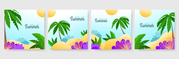 Handgezeichnete Sommer Instagram Posts Oder Social Media Geschichten — Stockvektor