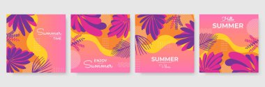 El çizimi yaz instagram gönderileri veya sosyal medya hikayeleri şablon koleksiyonu