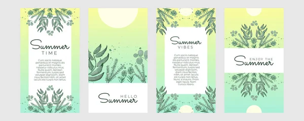 Handgezeichnete Aquarell Sommer Florale Einladungskarte Schöne Weiche Blumen Und Blätter — Stockvektor