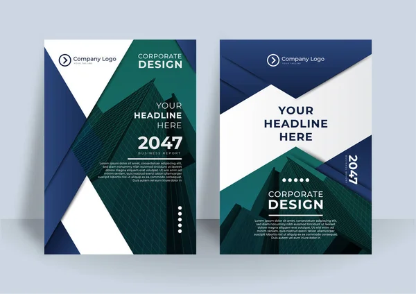Corporate Book Cover Design Template Modern Annual Report Design Dark — Stock Vector