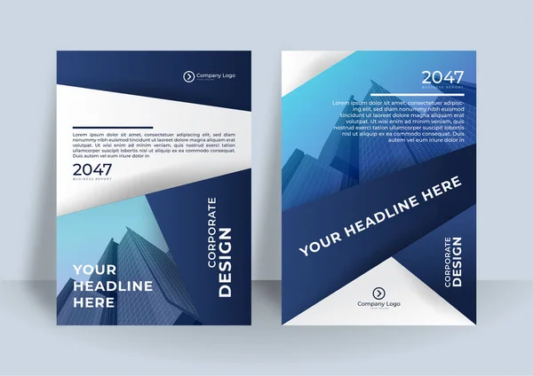 Blue Corporate Identity Cover Business Vektor Design Flier Broschüre Werbung — Stockvektor
