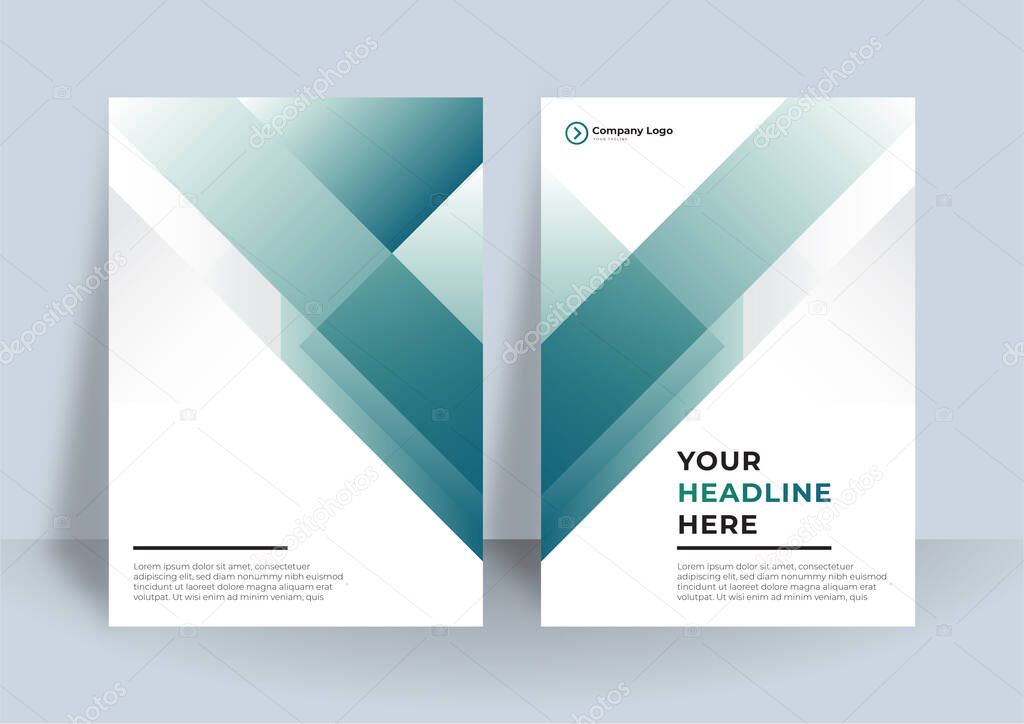 Custom background business book cover design template. Cover template for a report in a minimalistic style with triangular design elements for a photo