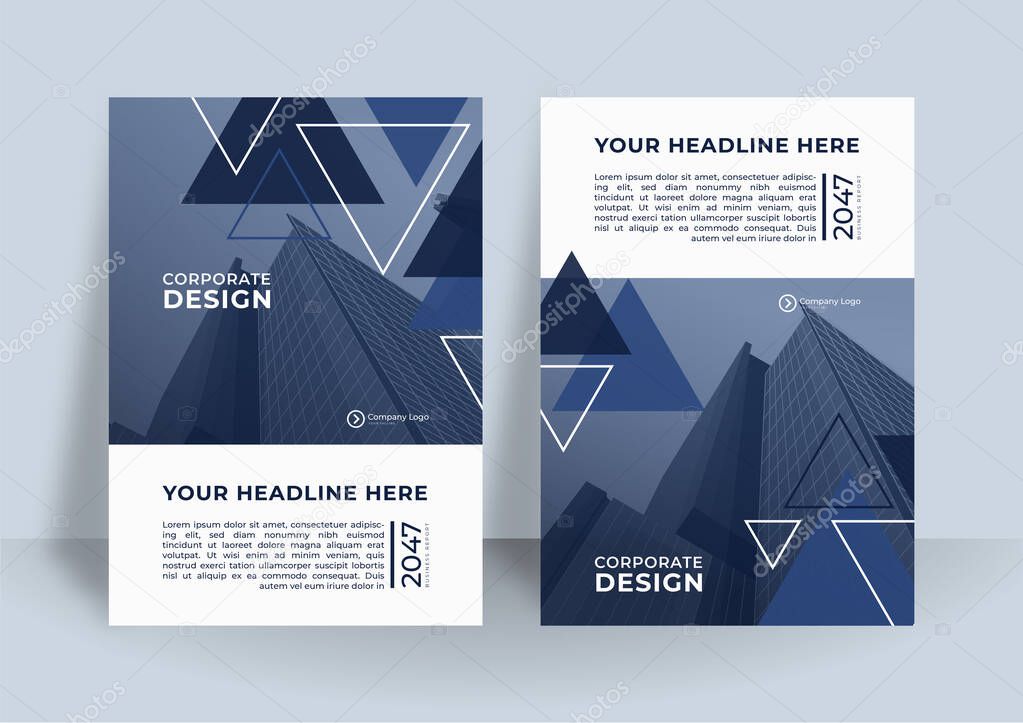 Blue corporate identity cover business vector design, Flier brochure advertising abstract background, Leaflet Modern poster magazine layout template, Annual report for presentation