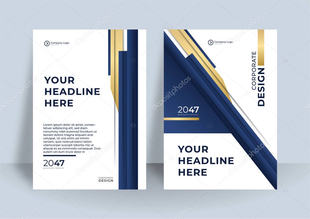 Corporate business cover template design set with dark blue, green, and white color. marketing, business proposal, promotion, advertise, publication, cover page