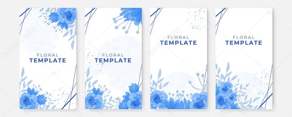Summer banner watercolor greeting card collection for social media post or story templates