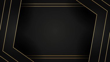Sunum için soyut siyah ve altın renkli arka plan. Altın Çizgili Siyah İş Kağıdı. Altın Gümüş Çokgen Posteri. Royal Premium Geo Frame. Soyut Çokgen Parıltı Kapağı