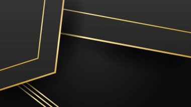 Sunum için soyut siyah ve altın renkli arka plan. Altın Çizgili Siyah İş Kağıdı. Altın Gümüş Çokgen Posteri. Royal Premium Geo Frame. Soyut Çokgen Parıltı Kapağı