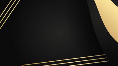 Sunum arka planı için soyut siyah ve altın rengi dalga arkaplanı. Altın Çizgili Siyah İş Kağıdı. Altın Gümüş Çokgen Posteri. Royal Premium Geo Frame. Soyut Çokgen Kapağı