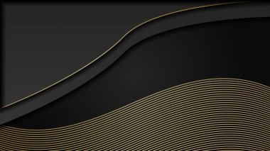 Sunum için soyut siyah ve altın renkli arka plan. Altın Çizgili Siyah İş Kağıdı. Altın Gümüş Çokgen Posteri. Royal Premium Geo Frame. Soyut Çokgen Parıltı Kapağı