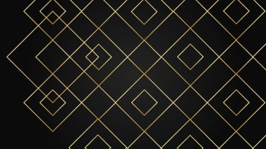 Lüks altın ve siyah arkaplan, soyut dekorasyon, altın desen, çizgi gradyanı, vektör illüstrasyonu. Beyaz, donanma, altın çizgiler kaplama şablonu, geometrik şekiller, modern minimal bayrak