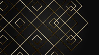 Lüks altın ve siyah arkaplan, soyut dekorasyon, altın desen, çizgi gradyanı, vektör illüstrasyonu. Beyaz, donanma, altın çizgiler kaplama şablonu, geometrik şekiller, modern minimal bayrak