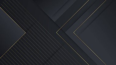 Sunum için soyut siyah ve altın renkli arka plan. Altın Çizgili Siyah İş Kağıdı. Altın Gümüş Çokgen Posteri. Royal Premium Geo Frame. Soyut Çokgen Parıltı Kapağı