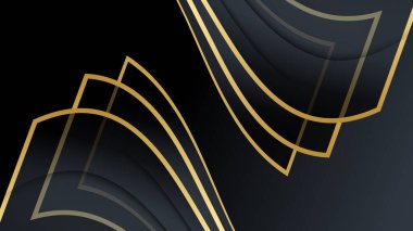 Sunum için soyut siyah ve altın renkli arka plan. Altın Çizgili Siyah İş Kağıdı. Altın Gümüş Çokgen Posteri. Royal Premium Geo Frame. Soyut Çokgen Parıltı Kapağı