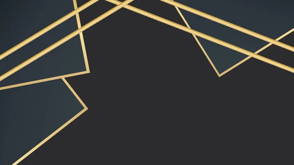 発表背景のための抽象黒と金の豪華な背景 ゴールドライン付きブラックビジネスペーパー ゴールデンシルバーポリゴンポスター ロイヤル プレミアム フレーム 概要ポリゴナルスパークルカバー — ストックベクタ