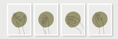 El hareketi boho tarzı duvar dekoru. Yaratıcı minimalist el çizimi soyut sanat. Modern çizimler. Bohem tarzı koleksiyon. Organik boho şekil seti