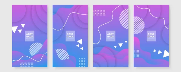 一套平面设计几何技术背景 孟菲斯的设计封面收藏 现代孟菲斯背景的证书或社交媒体故事模板 抽象造型孟菲斯风格的海报设计 — 图库矢量图片