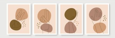 Boho posteri ve jest tarzı duvar dekoru. Yaratıcı minimalist el çizimi soyut sanat. Modern çizimler. Bohem tarzı koleksiyon. Organik boho şekil seti