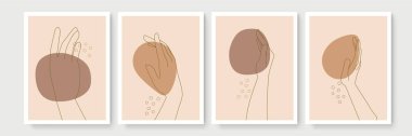 Boho posteri ve jest tarzı duvar dekoru. Yaratıcı minimalist el çizimi soyut sanat. Modern çizimler. Bohem tarzı koleksiyon. Organik boho şekil seti