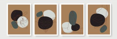 Boho posteri ve jest tarzı duvar dekoru. Yaratıcı minimalist el çizimi soyut sanat. Modern çizimler. Bohem tarzı koleksiyon. Organik boho şekil seti