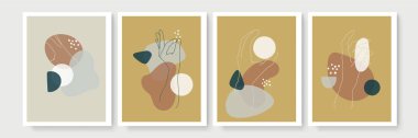 Boho posteri ve jest tarzı duvar dekoru. Yaratıcı minimalist el çizimi soyut sanat. Modern çizimler. Bohem tarzı koleksiyon. Organik boho şekil seti