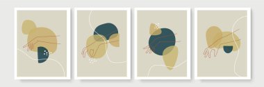 Boho posteri ve jest tarzı duvar dekoru. Yaratıcı minimalist el çizimi soyut sanat. Modern çizimler. Bohem tarzı koleksiyon. Organik boho şekil seti