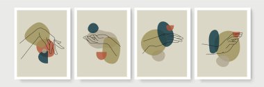 Boho posteri ve jest tarzı duvar dekoru. Yaratıcı minimalist el çizimi soyut sanat. Modern çizimler. Bohem tarzı koleksiyon. Organik boho şekil seti